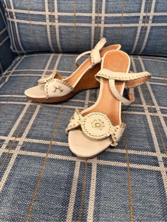 Jack Rogers Shoes - Jack Roger Women’s Beige Leather Wedge Sandals - Classic Summer Style